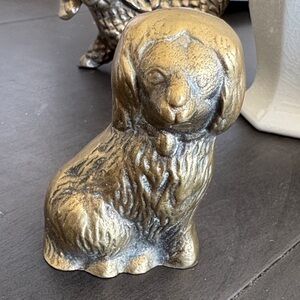 Vintage brass dog paperweight Staffordshire